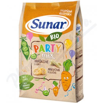 Sunar BIO Party mix hráškové a mrkvové dětské křupky 45 g