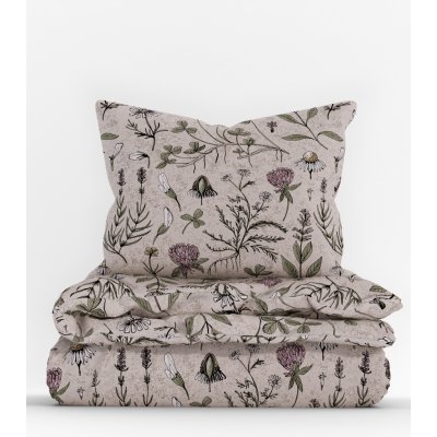 MKLuzkoviny.cz bavlna povlečení Renforcé Herbář béžové 140x200 70x90 – Zboží Dáma