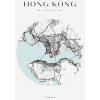 Plakát Plakát Hong Kong mapa města kruh 21X29,7 cm