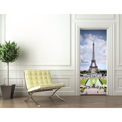 WEBLUX 75750438 Samolepka na dveře fólie Eiffel Tower Eiffelova věž Paříž rozměry 90 x 220 cm – Zboží Mobilmania