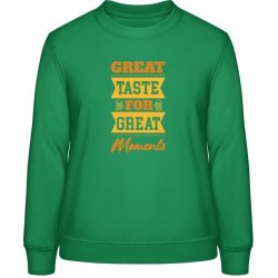 AWDis Sweat mikina Design Great Taste for Great Moments Čistá zelená