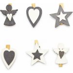 DECOLED Dřevěné dekorační kolíčky anděl hvězda srdce 6ks bal. – Zboží Dáma