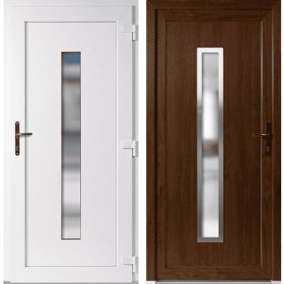 OknaDvereNaMiru.cz Vchodové plastové dveře Hana + INOX orámování zlatý dub / bílá pravé otevírání dovnitř 100 x 210 cm – Hledejceny.cz