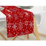 Dreamy Linens Vánoční prostírání běhoun bavlněný červený Vločky 35x180 cm – Sleviste.cz