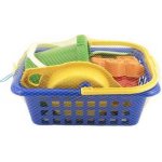 Teddies Košík sada - 2 bábovky rýč lopatka hrabičky sítko kbelík nákupní košík – Zboží Mobilmania