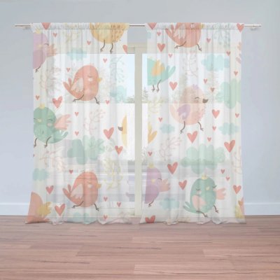 Záclony Oblak s ptáčky: 2 ks - 150x250 cm - Sablio – Hledejceny.cz