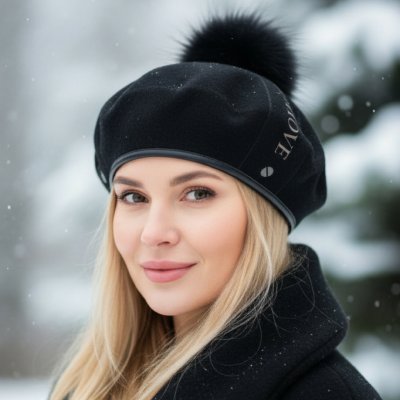 Carlsbad Hat Co. dámský zimní černý baret ozdobený Willi Alisat – Hledejceny.cz