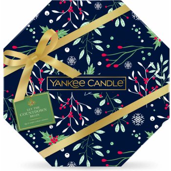 Yankee Candle Adventní kalendář 24 ks čajových vonných svíček čirý svícen 2021
