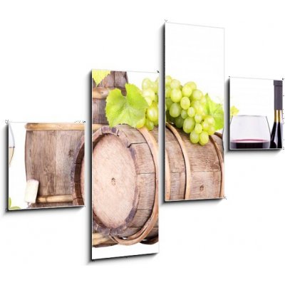 Obraz 4D čtyřdílný - 120 x 90 cm - champagne, red and white wine šampaňské, červené a bílé víno – Zboží Mobilmania