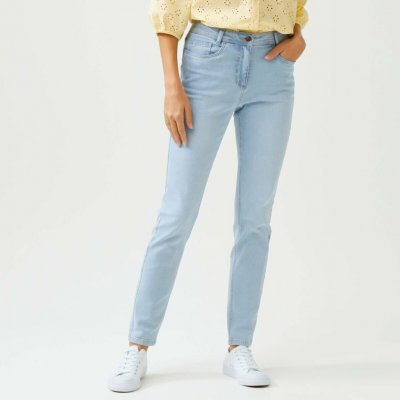 Úzké džíny s vysokým pasem střední výška postavy sepraná modrá – Hledejceny.cz