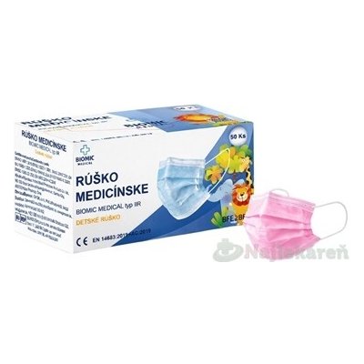 Biomic Medicínská rouška typ IIR růžová dětská 50 ks – Hledejceny.cz