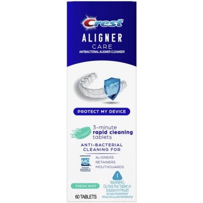 Procter & Gamble, Antibakteriální čisticí tablety na zubní protézy, strojky Invisalign a retainery Crest Aligner Care, 60 ks