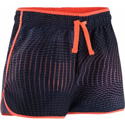 Domyos dívčí dvojité kraťasy se spodními šortkami 500 modro korálové s potiskem – Sleviste.cz