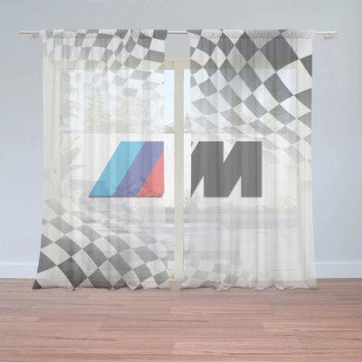 Sablio Záclony MPERFORMANCE Šachovnice: 2ks 150x250cm – Hledejceny.cz