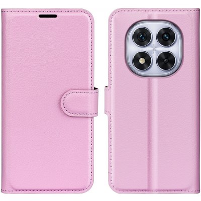 Litchi knížkové pouzdro na Xiaomi Redmi Note 14 Pro 5G/Poco X7 5G - růžové – Zboží Živě