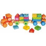 Bino Vlak s domečky dřevo 21 dílků – Zboží Dáma