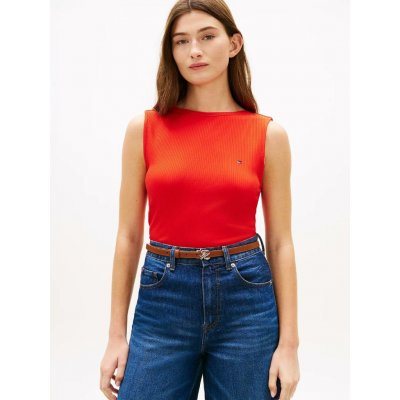 Tommy Hilfiger dámské červené tílko WW0WW47807SNE – Sleviste.cz