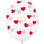 Latexový balonek průhledný s červenými srdíčky 30 cm – Zboží Mobilmania
