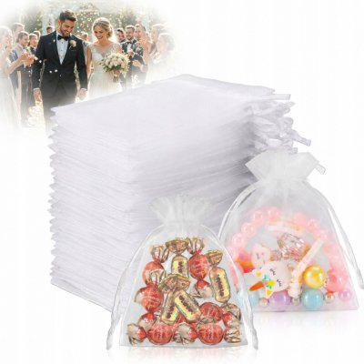 Organzové sáčky na dárky a bižuterii 10x15cm, bílé, na Svatba, 100 kusů – Hledejceny.cz