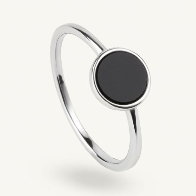 SilveAmo stříbrný prsten Kruh s onyxem 50 KK2O.1184