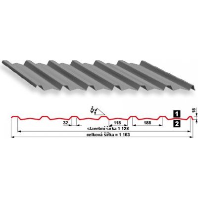 Satjam trapezový plech SAT 18 NP 0,6 mm alumat RAL 9005 – Zbozi.Blesk.cz