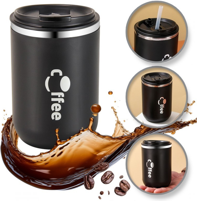 Flamenco Mystique Velký termohrnek se slámkou 500 ml termoska uzavíratelný COFFE