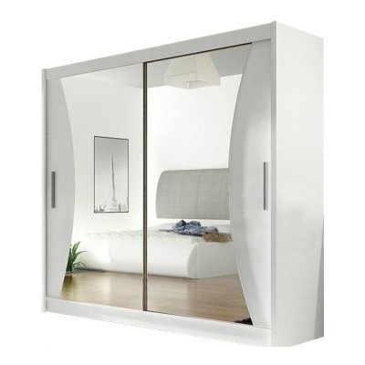 Kapol Bega V 180 cm s dvojitým zrcadlem a posuvnými dveřmi Matná bílá – Zboží Mobilmania