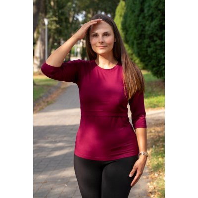 Jsem máma bambusové kojicí tričko s 3/4 rukávem bordó – Zboží Dáma