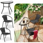 Crossheim C25006 Set Půlkulatý stůl + 2 židle PE rattan, černý – Zboží Dáma