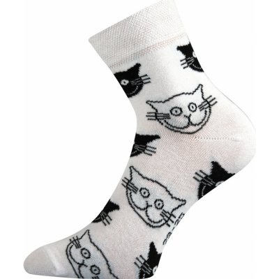 Boma ponožky Xantipa 45 s kočkami bílé – Zboží Mobilmania