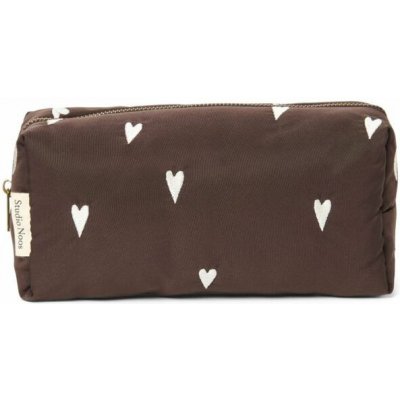 Studio Noo kosmetická kabelka Puffy Pouch brown hearts – Zboží Mobilmania