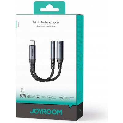 Joyroom SY-C02 adaptér 2v1 rozbočovač USB-C na 1x USB-C/1x Jack 3.5mm - Black – Hledejceny.cz