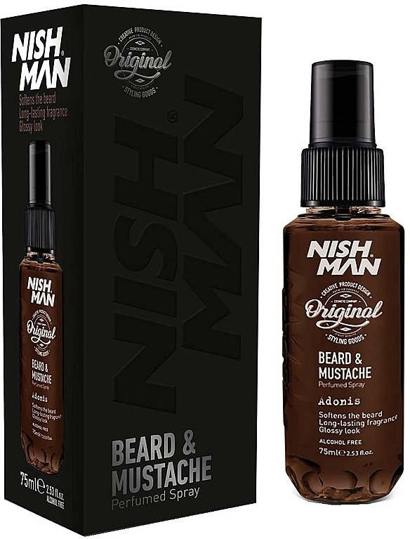 parfém na vousy NISH MAN Beard & mustache perfumed spray Adonis 75 ml