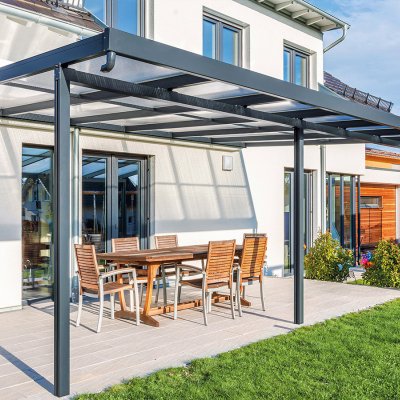 Gutta Premium 4,10 x 3,06 m antracit / čirá sklo 10 mm – Sleviste.cz