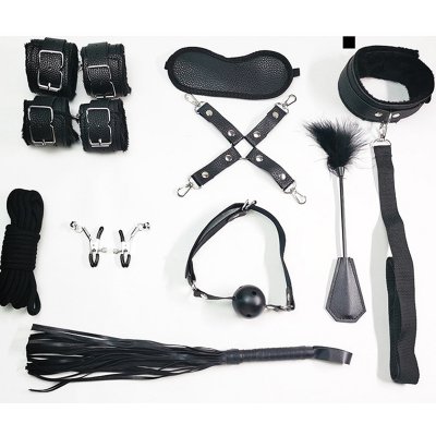 BDSM sada pro smyslné hrátky 10dílný set Černá – Zboží Dáma