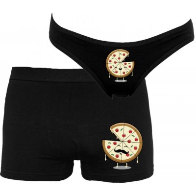 Bastard.cz Párové spodní prádlo Boxerky a kalhotky Pizza Černá – Hledejceny.cz