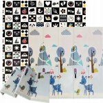 Humbi Tlustá vzdělávací podložka 2W1 z XPE pěny pastelová silnice stromy jelen kontrastní obrázky – Sleviste.cz