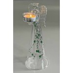 Anděl čirý s fialovými skleněnými perlami na čajovou svíčku výška 25cm – Hledejceny.cz