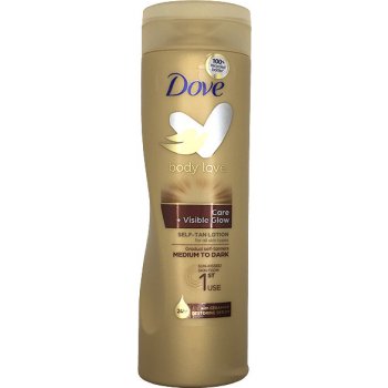 Dove Body Love Care + Visible Glow Self-Tan Lotion samoopalovací hydratační mléko Medium To Dark 400 ml