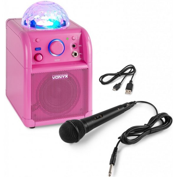 Karaoke Vonyx SBS50P BT karaoke reproduktor LED Ball růžový