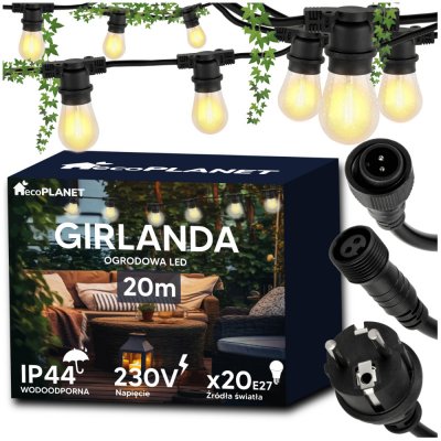 BERGE Zahradní girlanda 20m + 21x 1W LED žárovka – Zboží Mobilmania