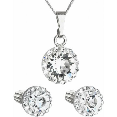 Evolution Group sada s krystaly Swarovski náušnice řetízek a přívěsek bílé kulaté 39352.1 – Hledejceny.cz