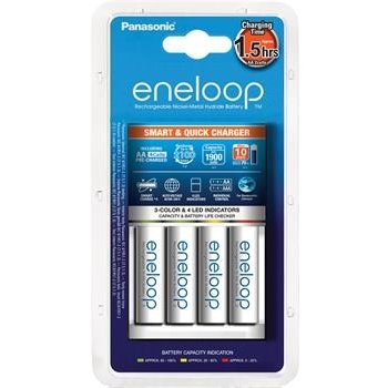 Panasonic Eneloop Charger BQ-CC55 + 4 x R6/AA Eneloop 2000mAh BK-3MCCE K-KJ55MCC40E