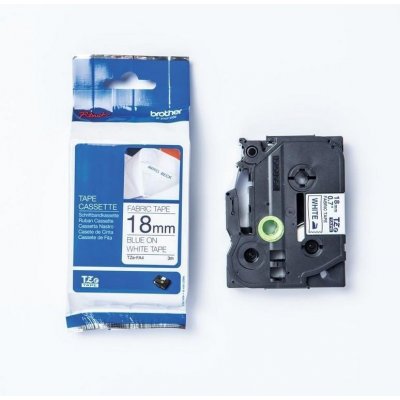 Páska do štítkovače Brother TZE-FA4, modrý tisk/bílý podklad, originál – Zboží Živě