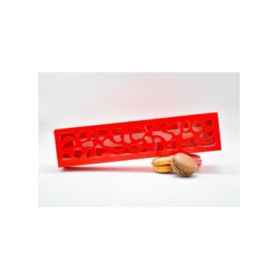 Krabička na makronky červená se vzorovým okénkem na 10 ks 25,8x6x4 cm – Zboží Mobilmania