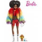 Barbie Extra s afro a duhovou bundou včetně mazlíčka – Zboží Dáma
