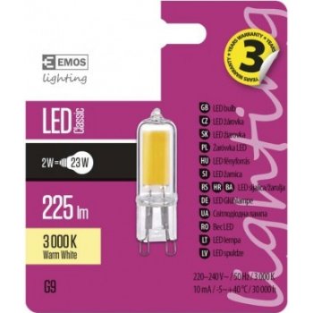 Emos LED žárovka Classic JC A++ 2W G9 teplá bílá