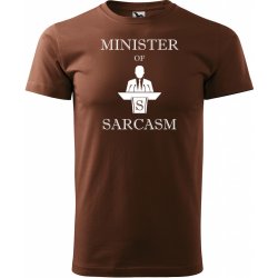 Sablio tričko s potiskem Minister of sarcasm hnědé