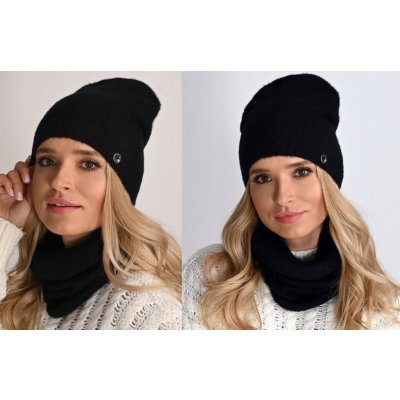 Fashionweek Exkluzivní alpakový zimní set čepice a šála ZIZI-AL1 Černá – Hledejceny.cz