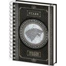 CurePink Poznánkový A5 blok Game of Thrones/Hra o Trůny: Stark Logo 14,8 x 21 cm kroužková vazba SR72501